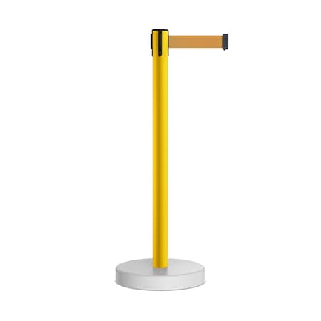 Montour Line Stanchion Belt Barrier WaterFillable Base Yellow Post 11ft.Brown Belt P400WF-YW-BN-110